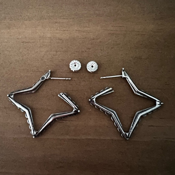 American West Carolyn Pollack Sterling Morning Star Stud Hoop Earrings - NEW! - Picture 5 of 5